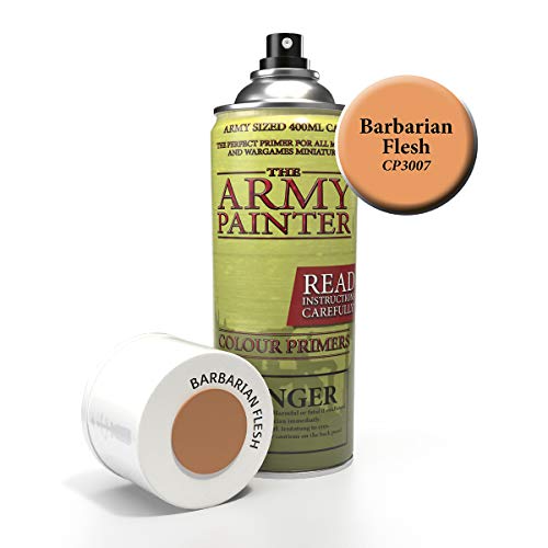 The Army Painter Color Primer, Barbarian Flesh, 400 ml, 13.5 oz - Acrylic Spray Undercoat for Miniature Painting