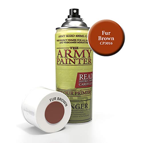 The Army Painter Color Primer, Fur Brown, 400ml, 13.5oz - Acrylic Spray Undercoat for Miniature Painting