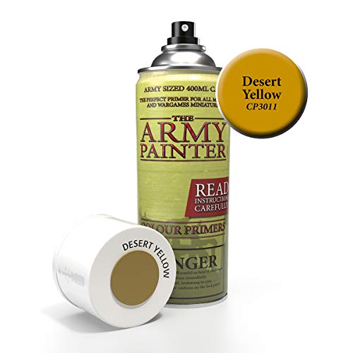 The Army Painter Color Primer, Desert Yellow, 400 ml, 13.5 oz - Acrylic Spray Undercoat for Miniature Painting