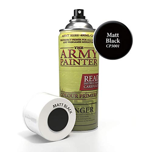 The Army Painter Color Primer, Matt Black, 400 ml, 13.5 oz - Acrylic Spray Undercoat for Miniature Painting