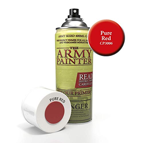 The Army Painter Color Primer, Pure Red, 400 ml, 13.5 oz - Acrylic Spray Undercoat for Miniature Painting