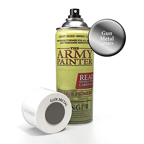 The Army Painter Color Primer, Gun Metal, 400ml, 13.5oz - Acrylic Spray Undercoat for Miniature Painting