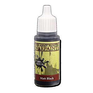 The Army Painter Warpaints, Matt Black - Acrylic Miniature Paint in 18 ml Dropper Bottle, White Cup - Black Model Paint