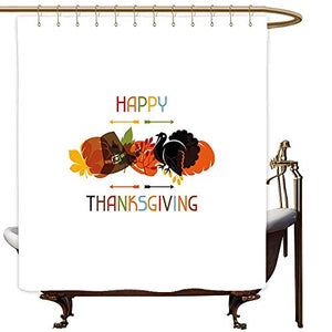 SKDSArts Shower Curtains Under 20.00 Turkey,Bird Pumpkin Traveller`s Hat Silhouette with Celebratory Thanksgiving Illustration,Multicolor,W60 x L72,Shower Curtain for clawfoot tub