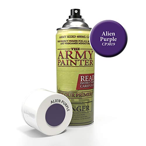 The Army Painter Color Primer, Alien Purple, 400ml, 13.5oz - Acrylic Spray Undercoat for Miniature Painting