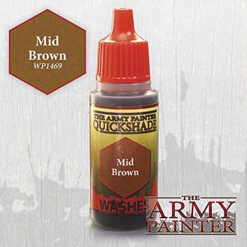 The Army Painter Warpaint Wash, Mid Brown - Quickshade Wash for Miniatures, 18ml Dropper Bottle