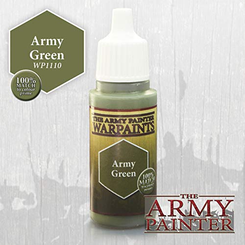 The Army Painter Warpaint, Army Green - Acrylic Paint for Miniatures, 18 ml Dropper Bottle