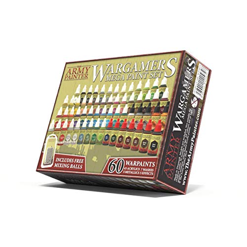 Miniature Painting Kit with 100 Rust-Proof Mixing Balls - Model Paint Set with 60 Non-Toxic Acrylic Paints for Wargamers Miniatures Hobby - The Army Painter Mega Paint Set 3