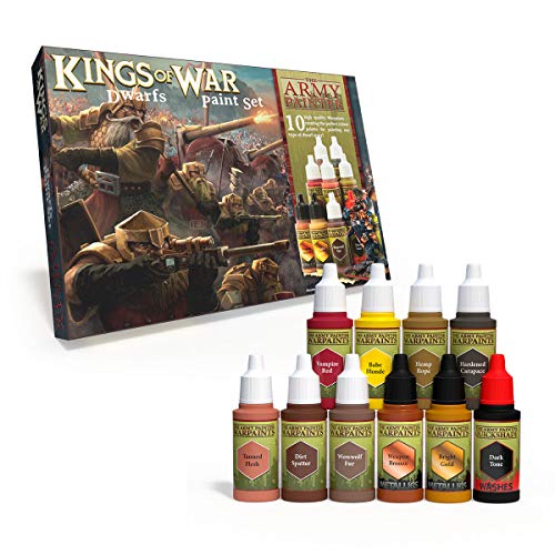 The Army Painter Kings of War Dwarfs Miniatures Paint Set - Acrylic Model Paint Set of 10 Highly Pigmented Miniature Paints in 18ml Dropper Bottles