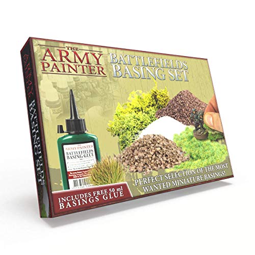 The Army Painter Battlefields Basing Set - Wargamers Terrain Model Kit for Miniature Bases and Dioramas with Landscape Rocks, Scenic Sand, Static Grass, Grass Tufts and Free Basing Glue