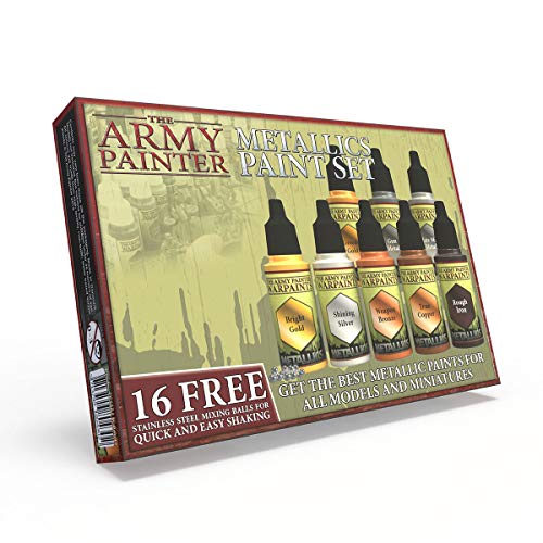 The Army Painter Warpaints Metallic Paint Set - Miniature Painting Kit of 8 Metallic Paints in 18ml Dropper Bottles