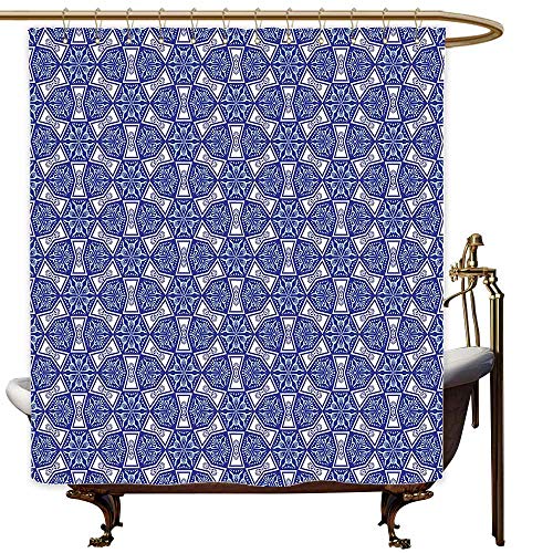 SKDSArts Shower Curtains for Bathroom Farmhouse Turkish Pattern,Blue and White Intricate Mosaic Inspired by Arabic Art,Royal Blue Pale Blue White,W65 x L72,Shower Curtain for Girls