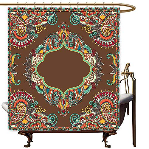 SKDSArts Shower Curtains Purple Turkish Pattern,Ethnic Paisley Motifs Rich in Color with Ornate Authentic Frame Design,Multicolor,W69 x L90,Shower Curtain for Shower stall